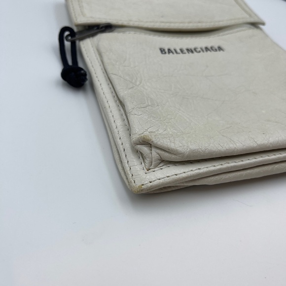 Balenciaga Agneau Arena small explorer crossbody bag pouch white leather - Picture 3 of 15